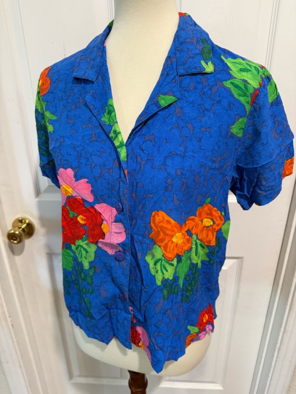 Jams World Royal Blue Floral Button-Front Shirt